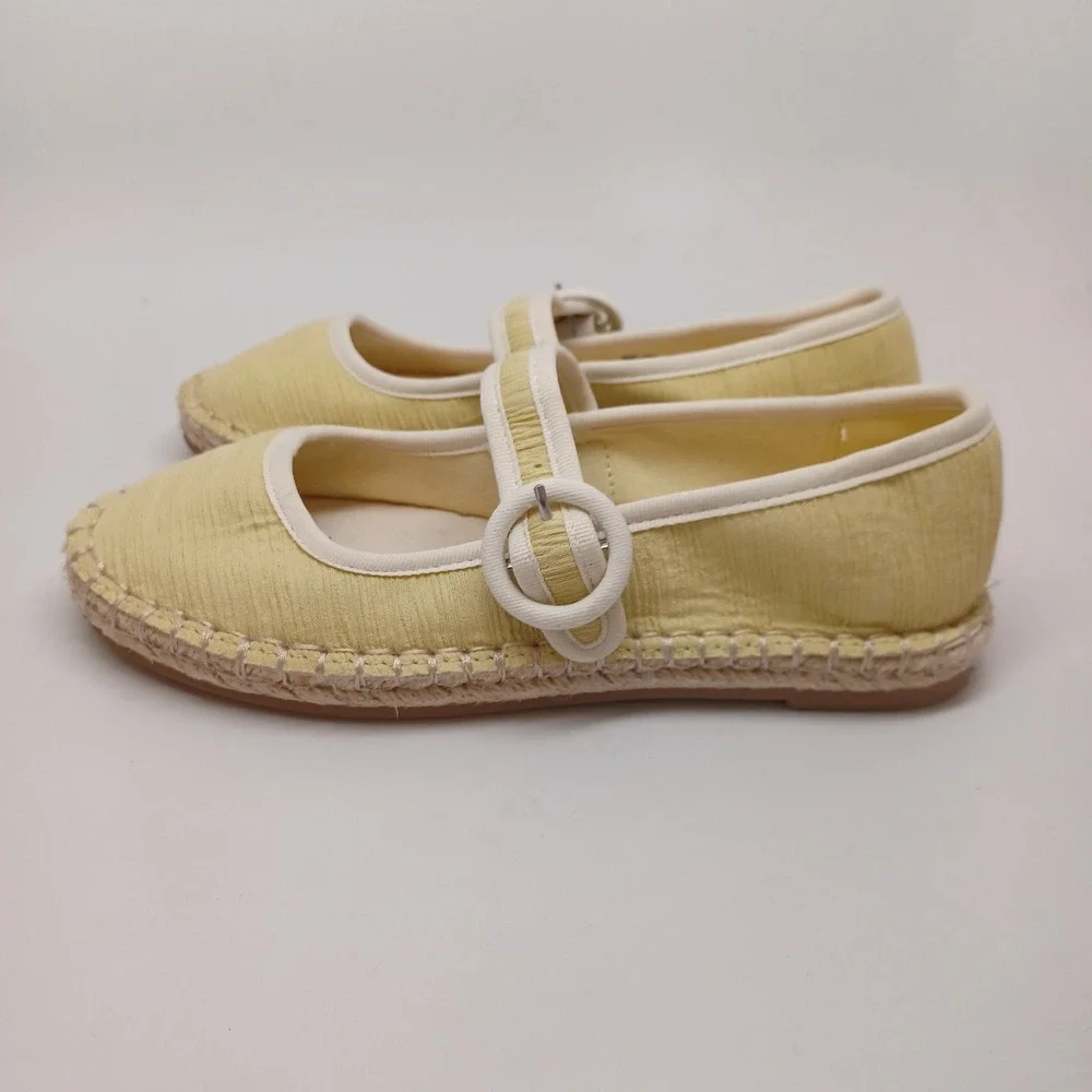 CL by Laundry Yellow Fabric Mary Jane Espadrille Flats EMS-002 Womens 6M